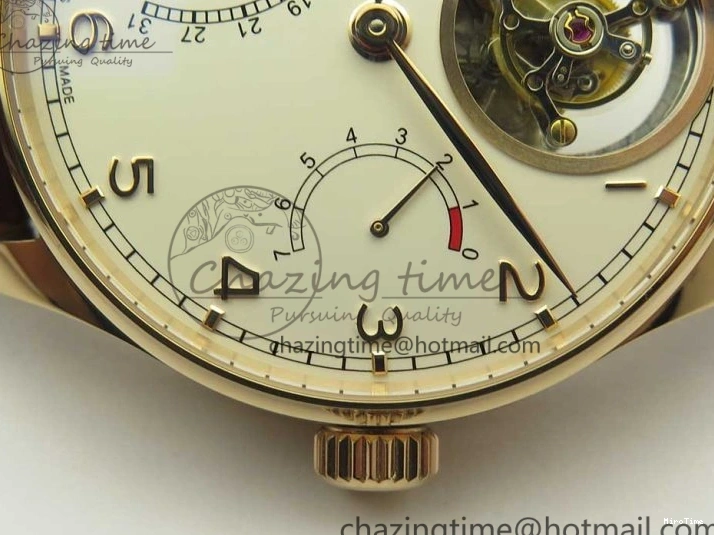 MIROTIME 0211 Portuguese Tourbillon IW504602 RG ZF Best Edition White Dial on Brown Leather Strap Stretchable 7178